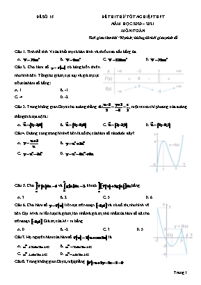 Đề thi thử Tốt nghiệp THPT môn Toán - Đề số 15 - Năm học 2020-2021 (Có đáp án)